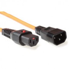 230V aansluitkabel C13 lockable  - C14 oranje